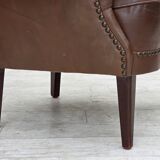 1960s, Danish armchair, furniture leather, ash wood legs.