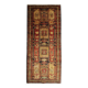 Tapis de couloir vintage Lankaran géométrique en laine rouge et moutarde, 304 x 115 cm