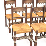 Set de 8 chaises paillées art déco 1940