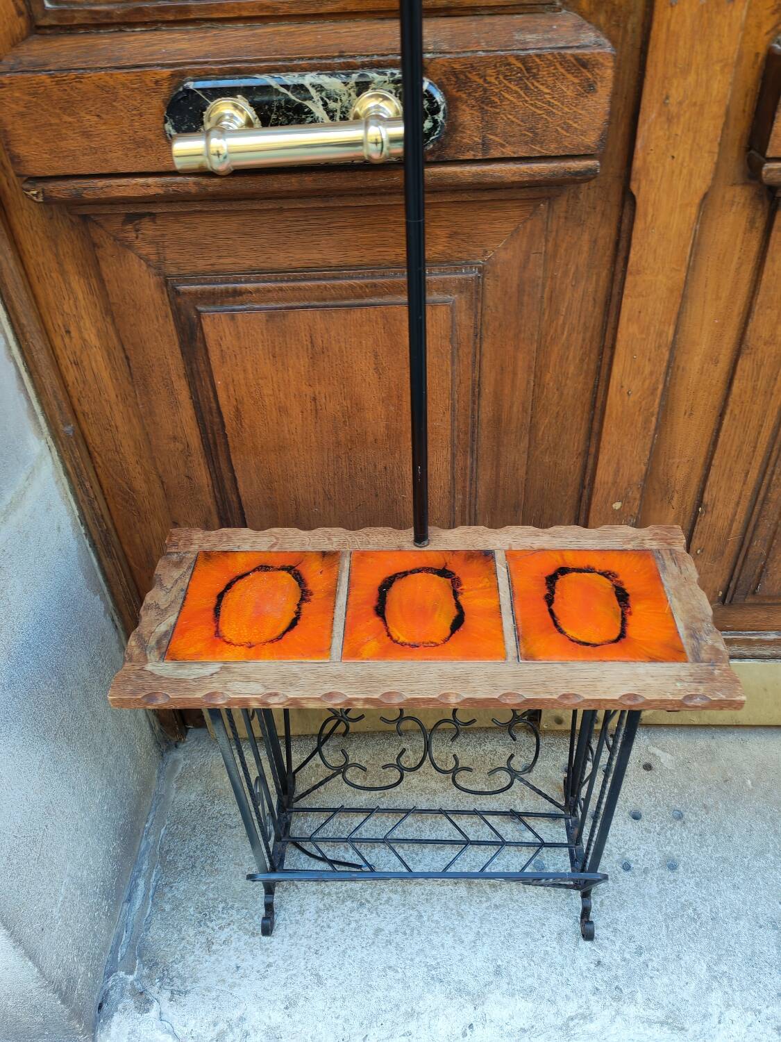 Floor lamp - table - magazine rack in wrought iron