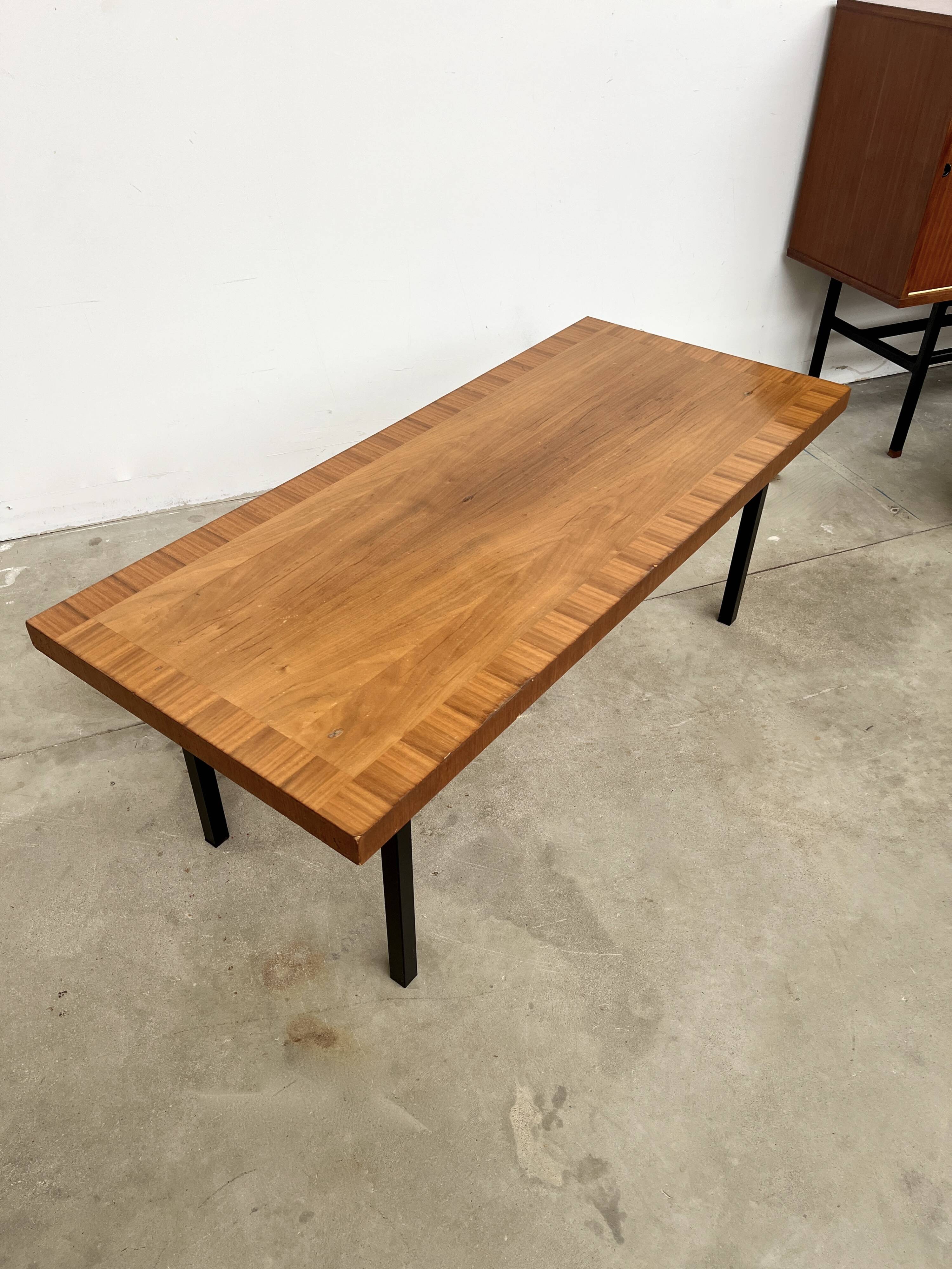 70s walnut marquetry coffee table