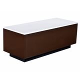 Meuble TV DF-2000 en marron, orange et blanc de Raymond Loewy.