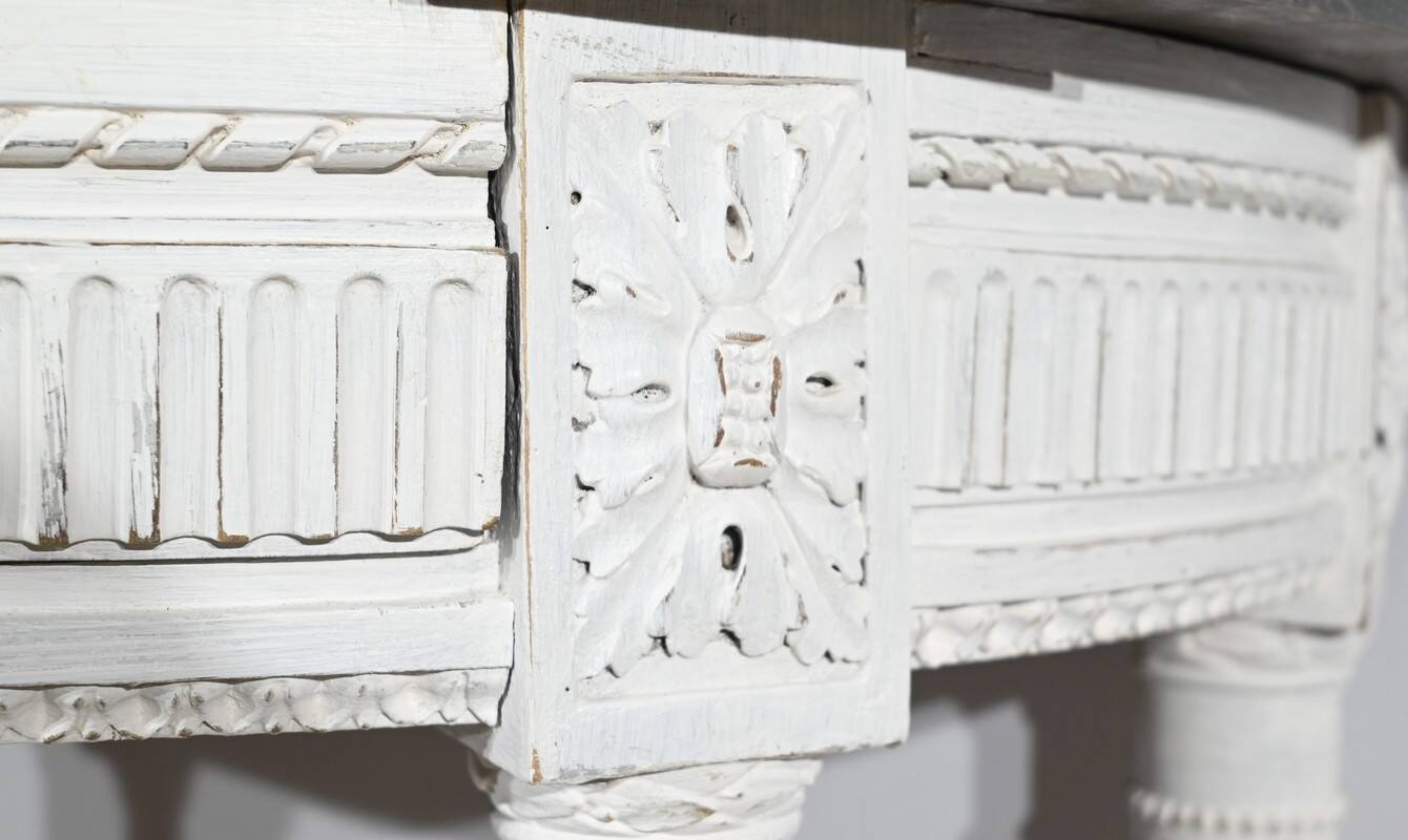 Half-Moon Console in Rechampi Wood, Louis XVI style – Early 19th century