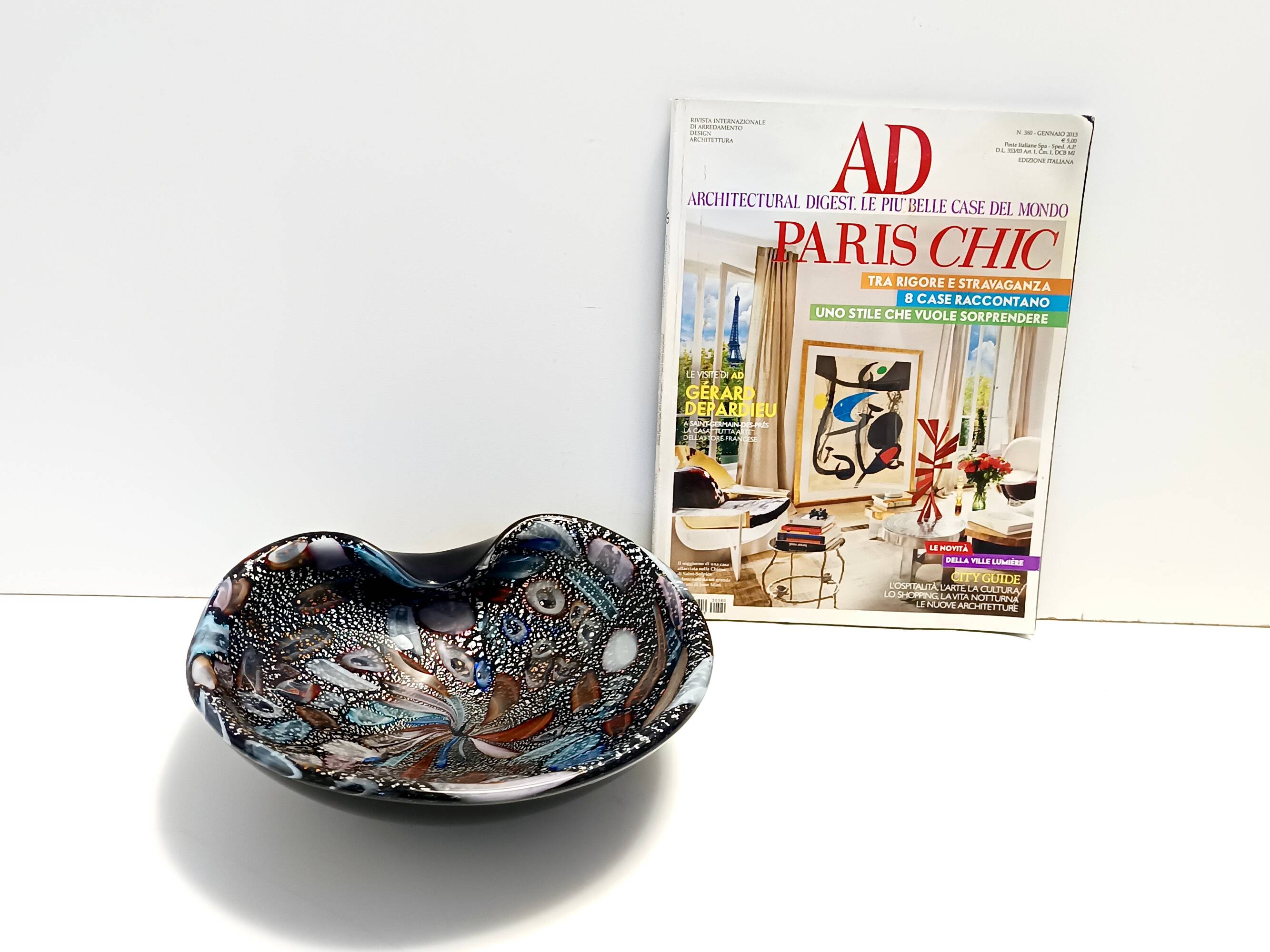 Black Murano Glass "Tutti Frutti" Ashtray / Vide-Poche attr. to Avem