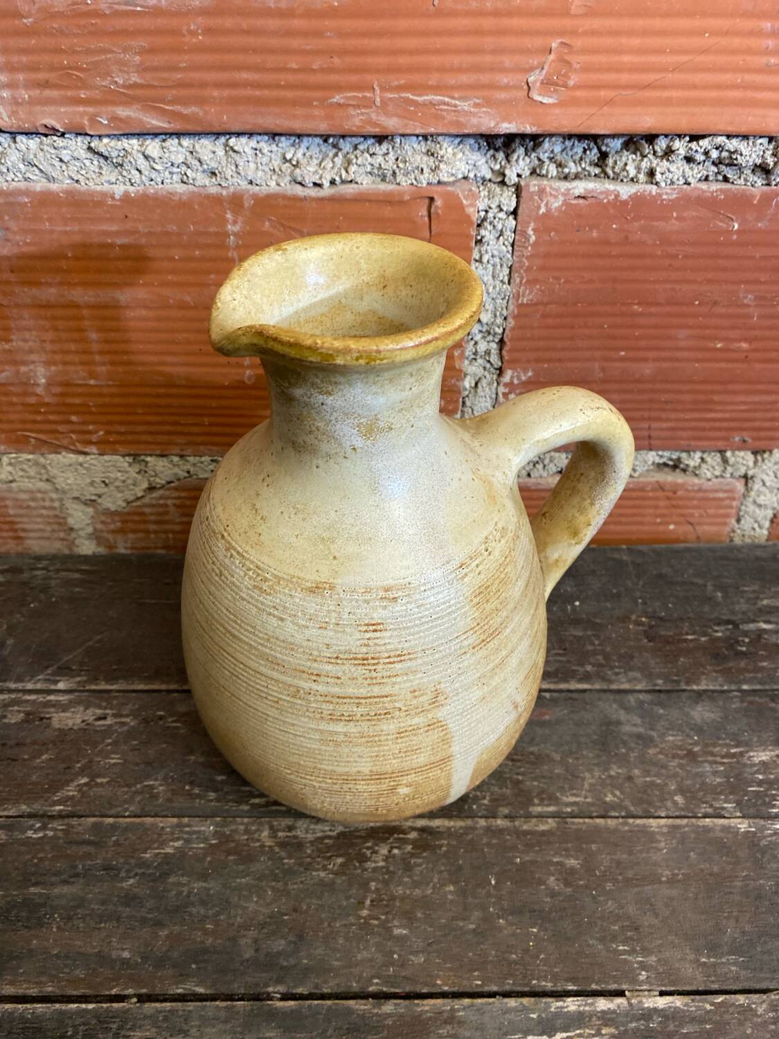 Old Pichet JEAN MARAIS Glazed Stoneware Beige France Vintage #D781