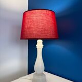 White Alabaster Lamp - Vintage White and Red Alabaster Table Lamp
