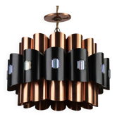 Copper & Black Pendant Lamp by Werner Schou for Coronell Elektro — Denmark, 1960s