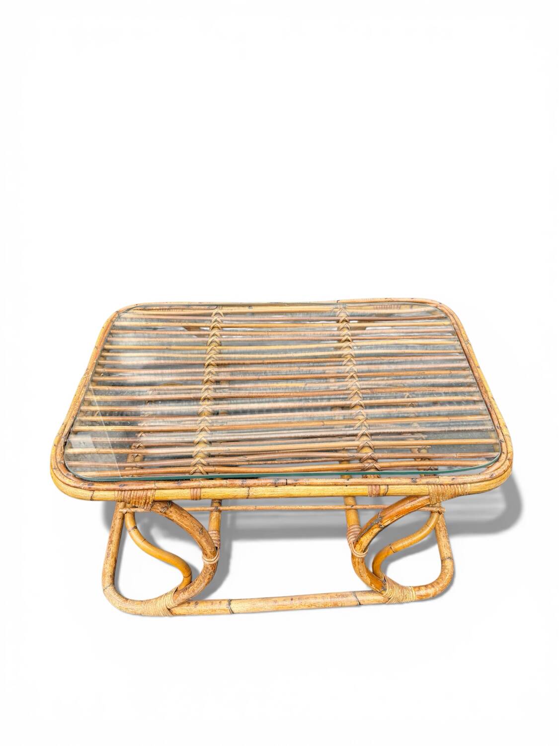 Vintage rattan coffee table – 1950s design