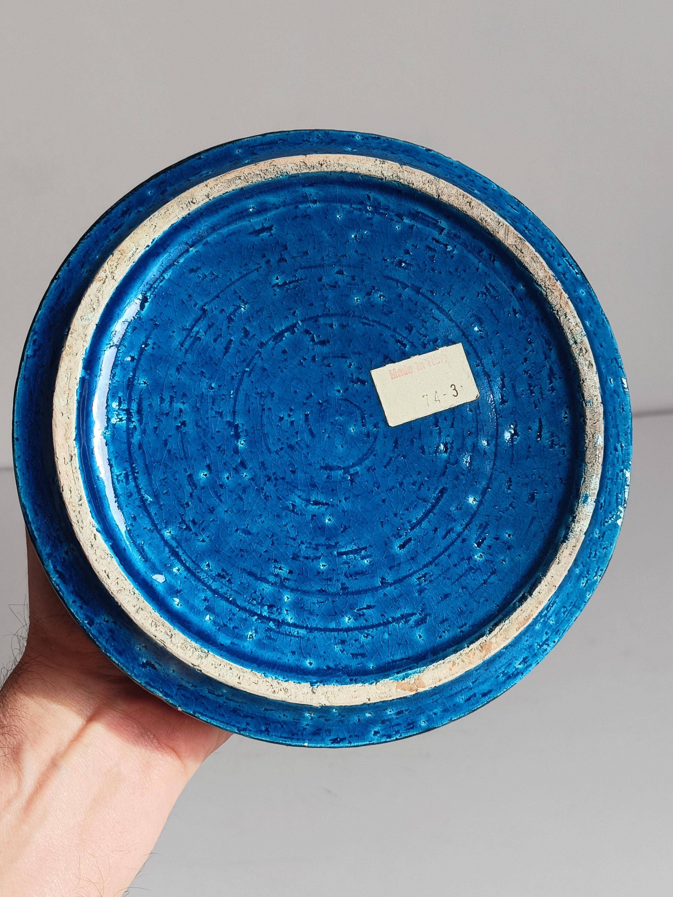 Bitossi Large Ashtray by Aldo Londi, Rimini Blu Ceramic, Italy, 1960s