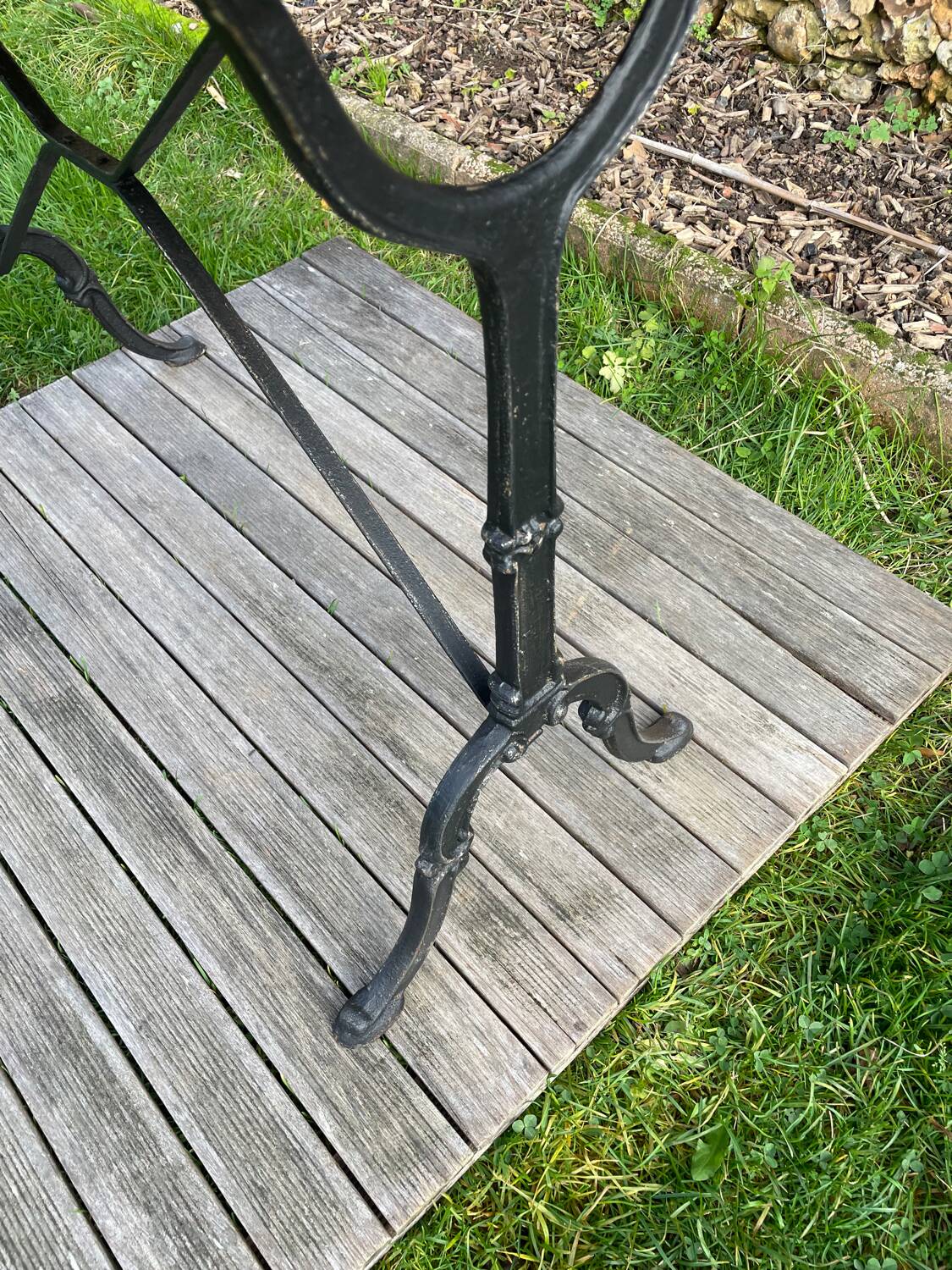 Vintage bistro table with solid oak top