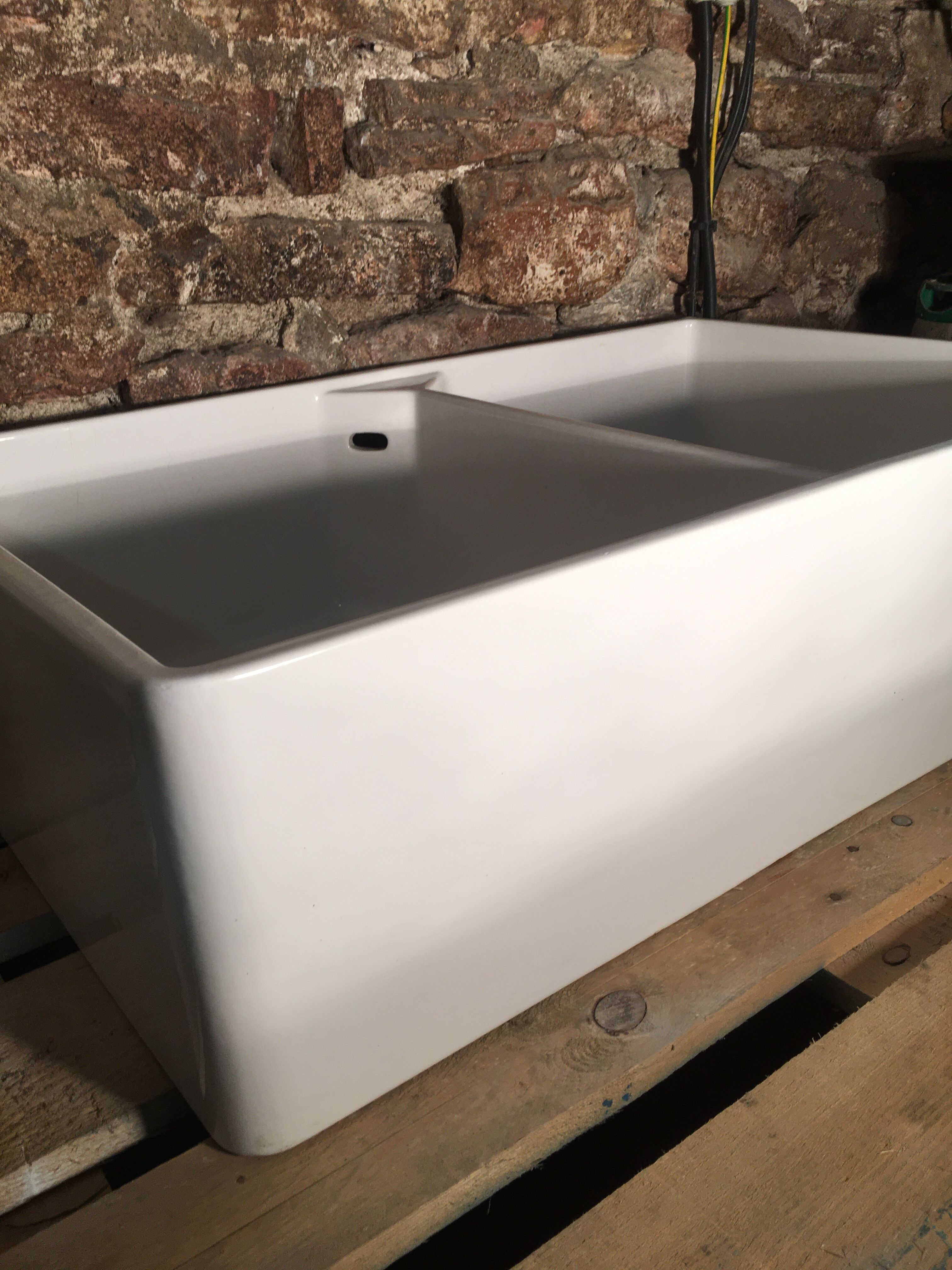 Enamelled stoneware double sink 40