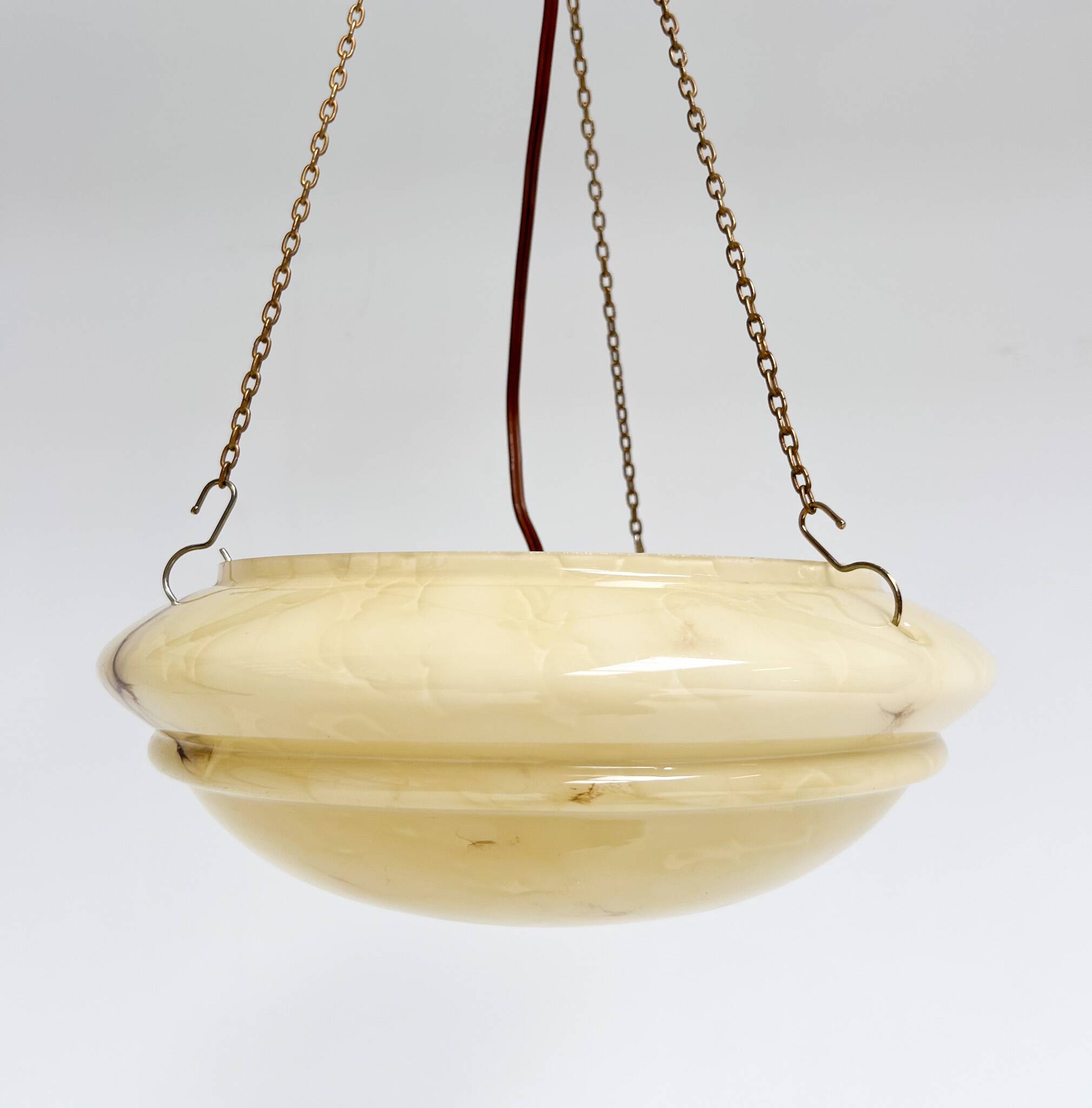 Art Deco bowl lamp with marble pattern from the 1930s