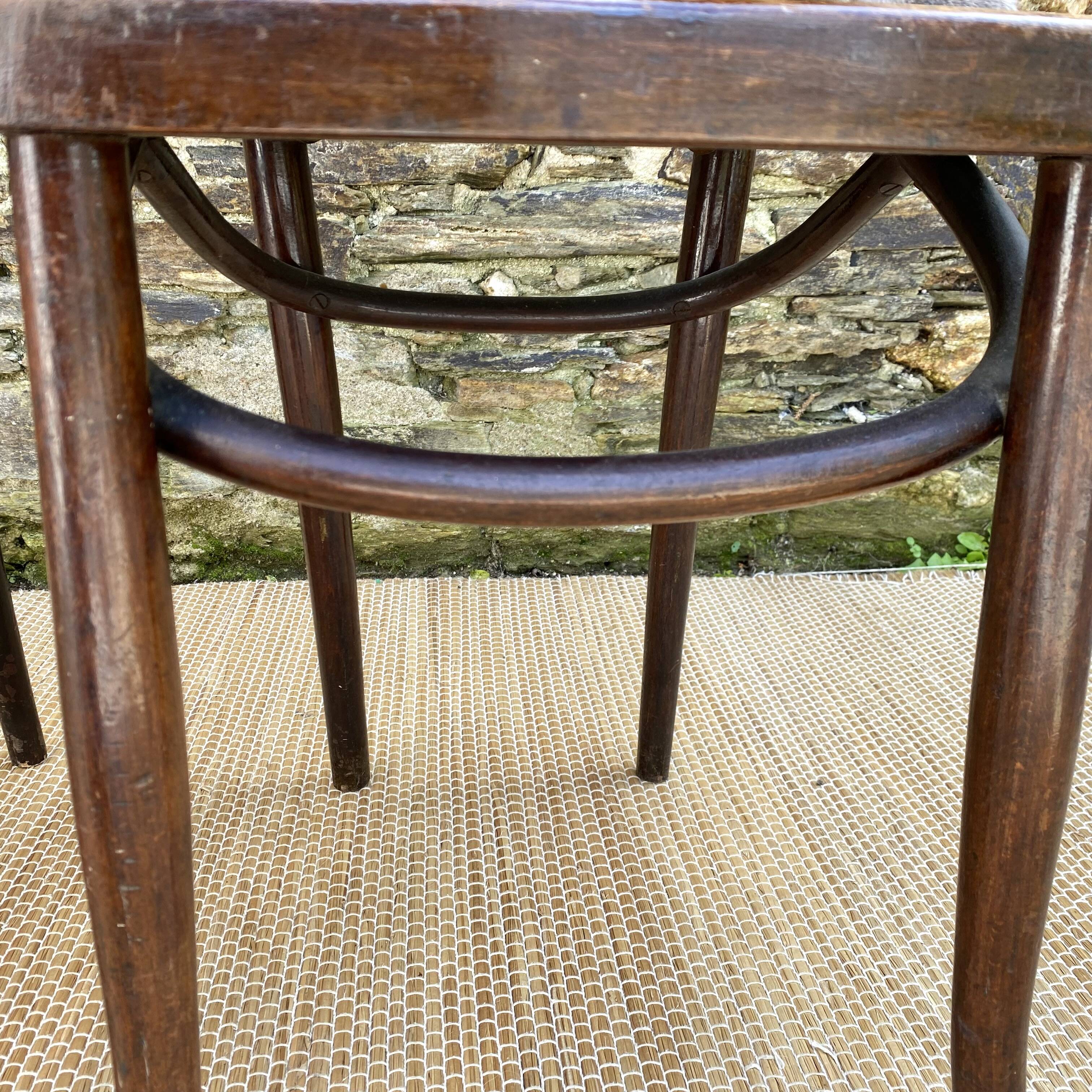 Pair of Thonet bistro chairs with flower decor, art nouveau