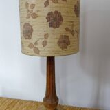 Lampe à poser vintage abat jour tissé  fleurs