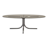 Space age coffee table in tubular and smoked glass, 60s-70s