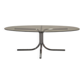 Space age coffee table in tubular and smoked glass, 60s-70s