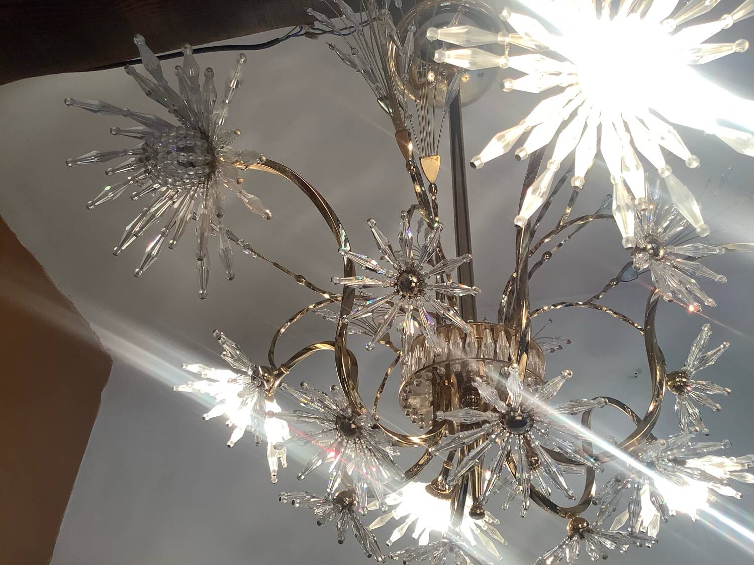 Profili studio chandelier gold plated and Swarovski crystal