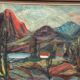 Original Mid Century Swedish Oil On Canvas – “Hut Between Hills” By B. Elvsfedt – 1962 – Vintage & Framed – 83 × 70 Cm (32.7" × 27.6")