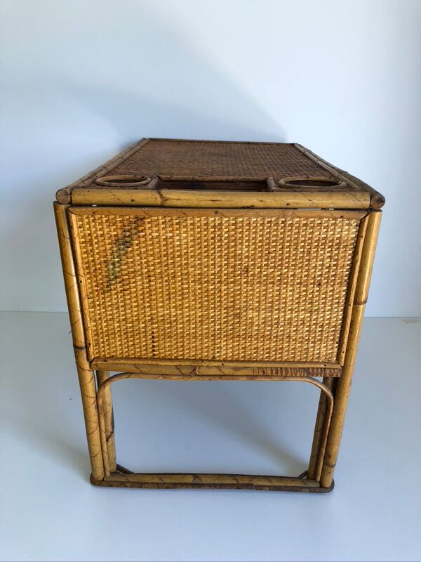 Bureau enfant en rotin avec son fauteuil