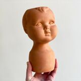 Vintage terracotta kids head vase