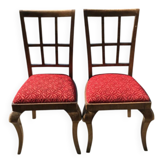 Art Deco chair set in red velvet on a wooden frame, 1930s.