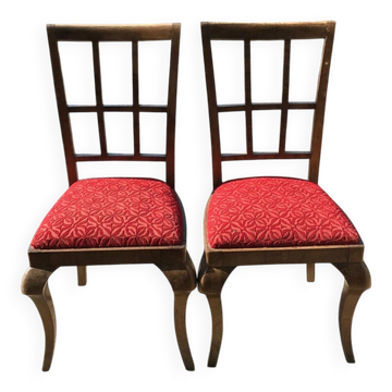 Art Deco chair set in red velvet on a wooden frame, 1930s.