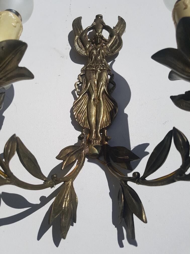 Pair of Empire-style gilded bronze wall light