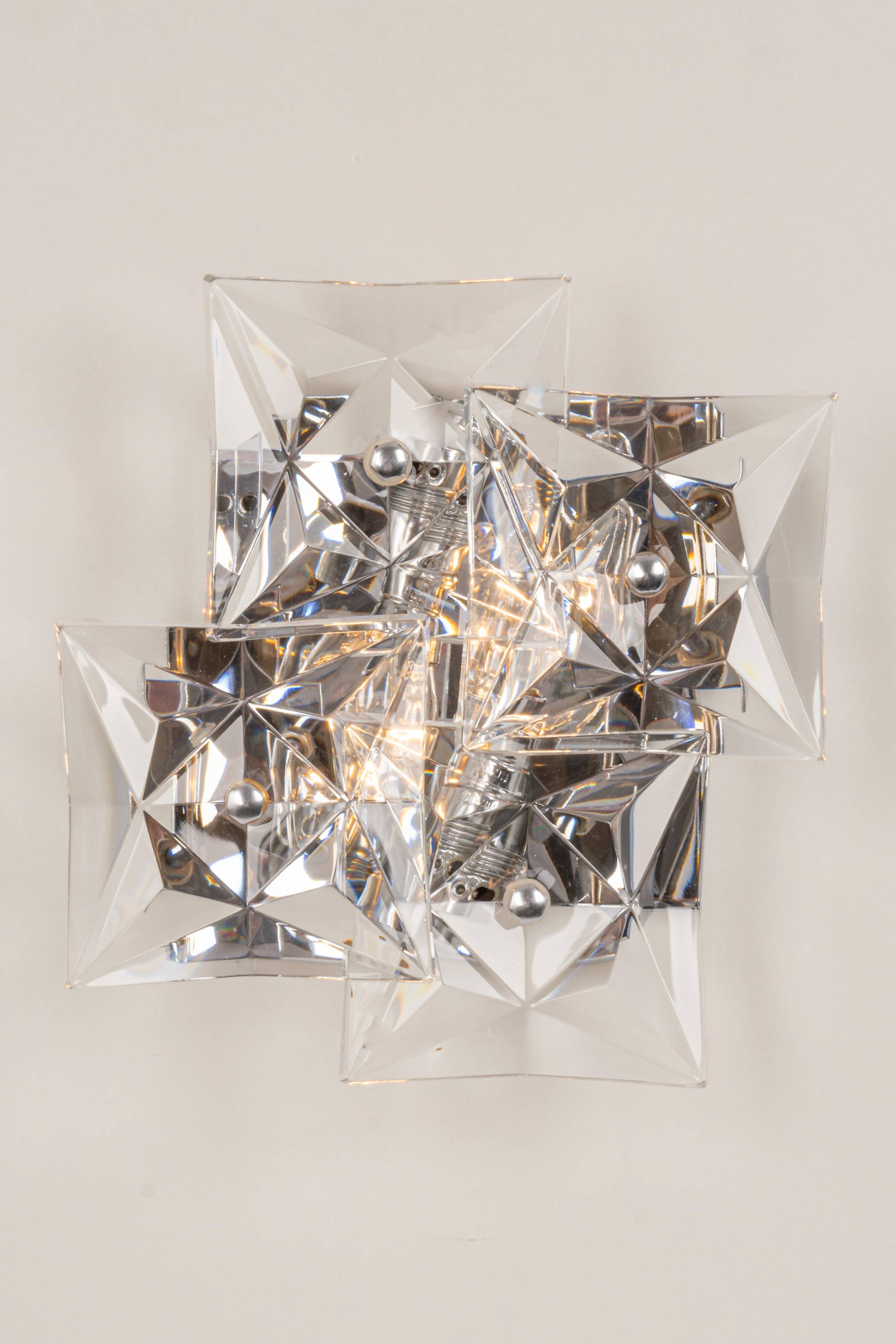 Pair of crystal wall lights by Kinkeldey, Germany, 1970s.