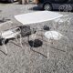 Old wrought iron garden furniture, table + 2 armchairs + 2 chairs