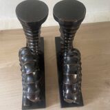 vintage sculptural bookends, ram's horns