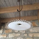 Old white opaline and brass hanging No.4