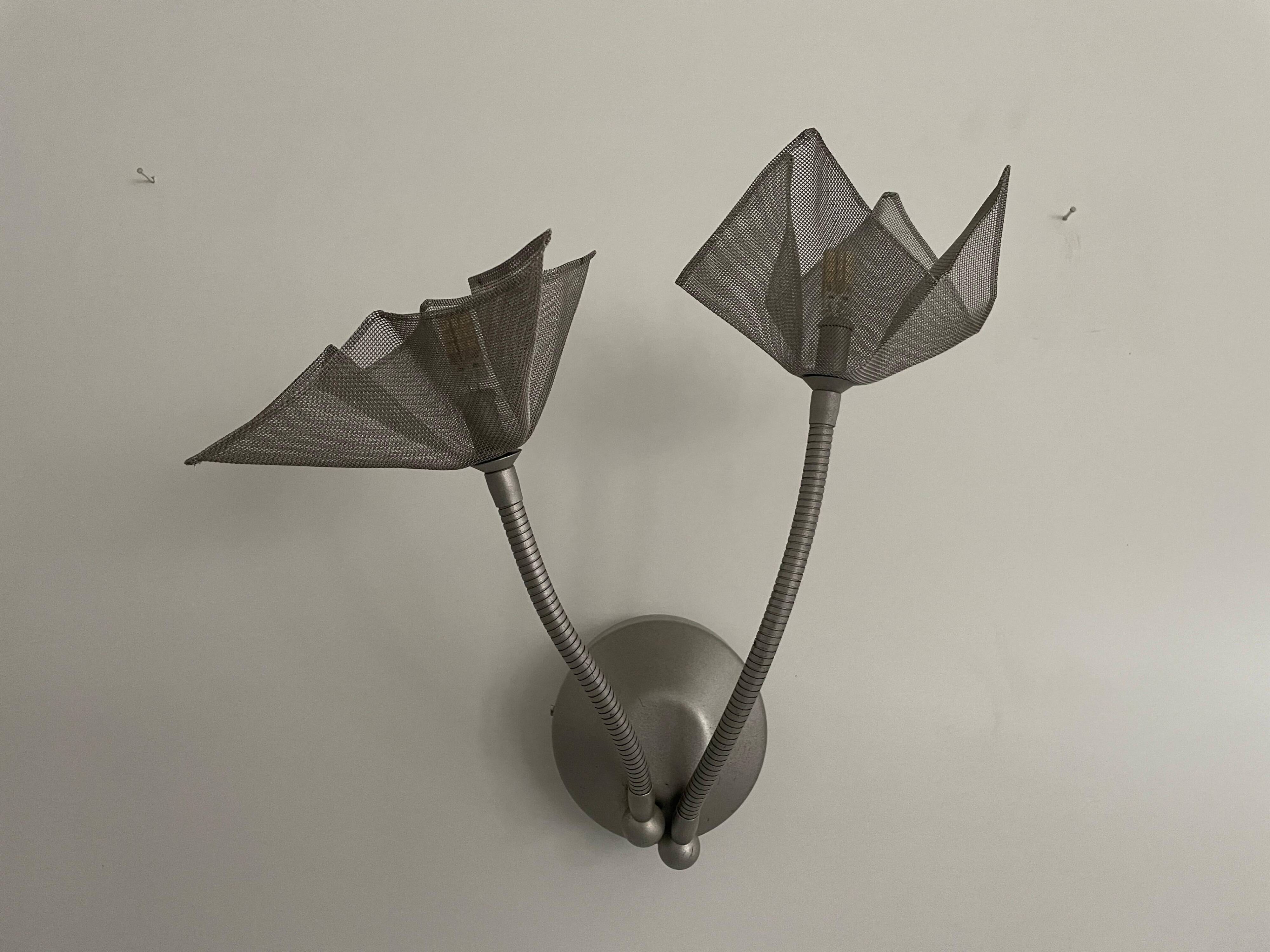 Rare appliqué simple Post Modern Mesh Flowers Design, 1980s, Belgium