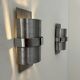 Pair of vintage wall lights, brushed metal and chrome, France 1970