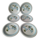 6 vintage Italian Quadrifoglio dessert plates with forget-me-not decoration.