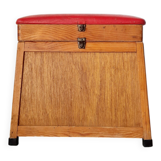 Vintage fisherman’s chest – Work stool with faux leather seat