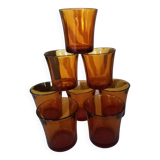 8 Duralex amber tumbler glasses