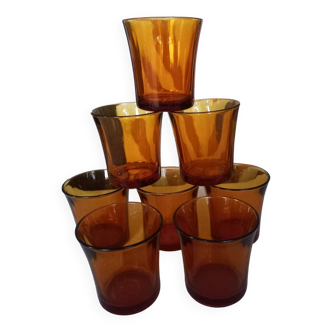 8 verres gobelets Duralex ambre