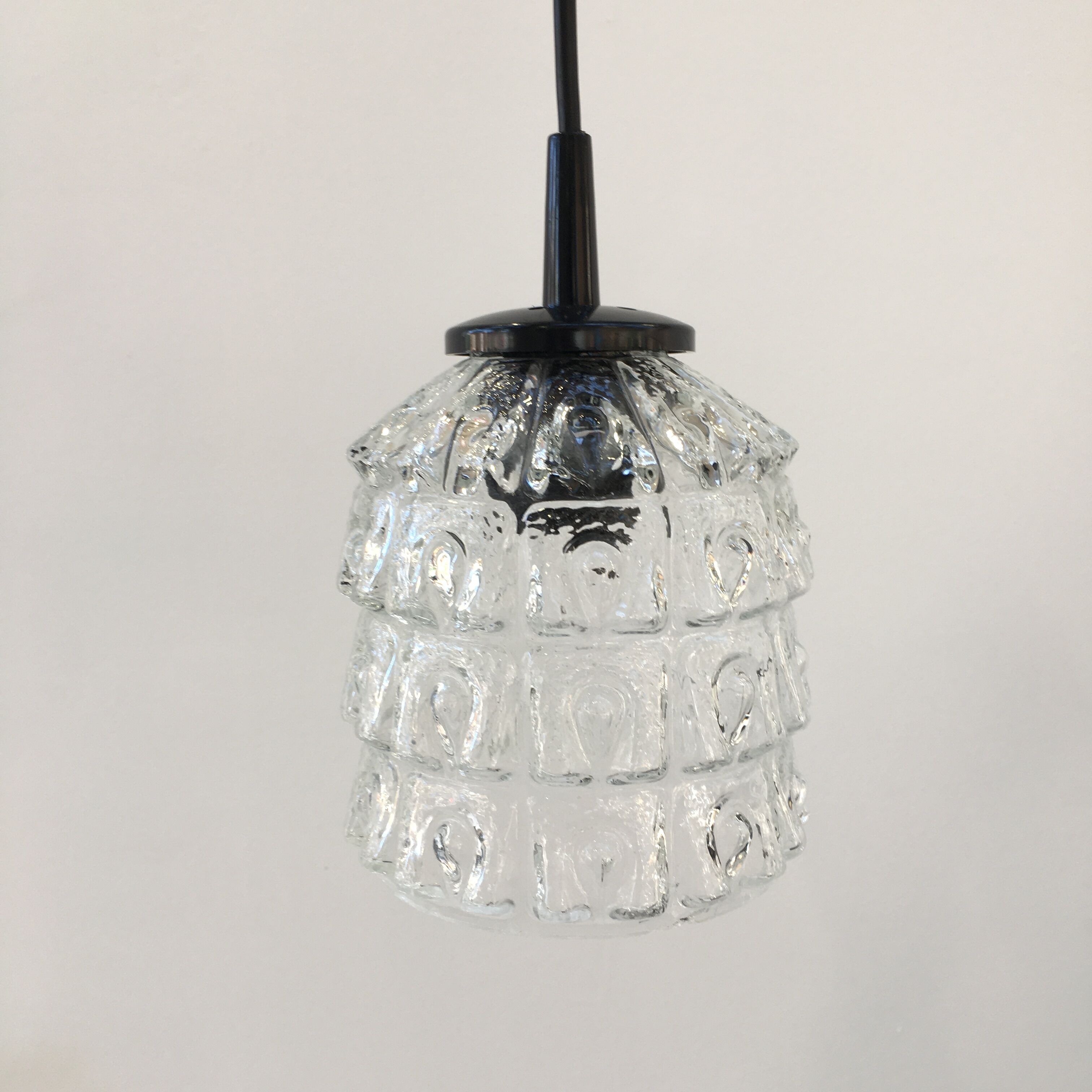 Vintage glass pendant lamp 70s