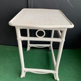 Small vintage white rattan table