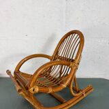 Vintage doll rocking chair in rattan
