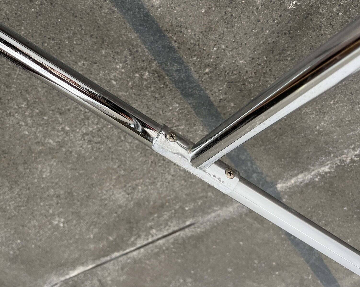 Minimalist chrome table for office or dining room by Egon Eiermann for Wieland.