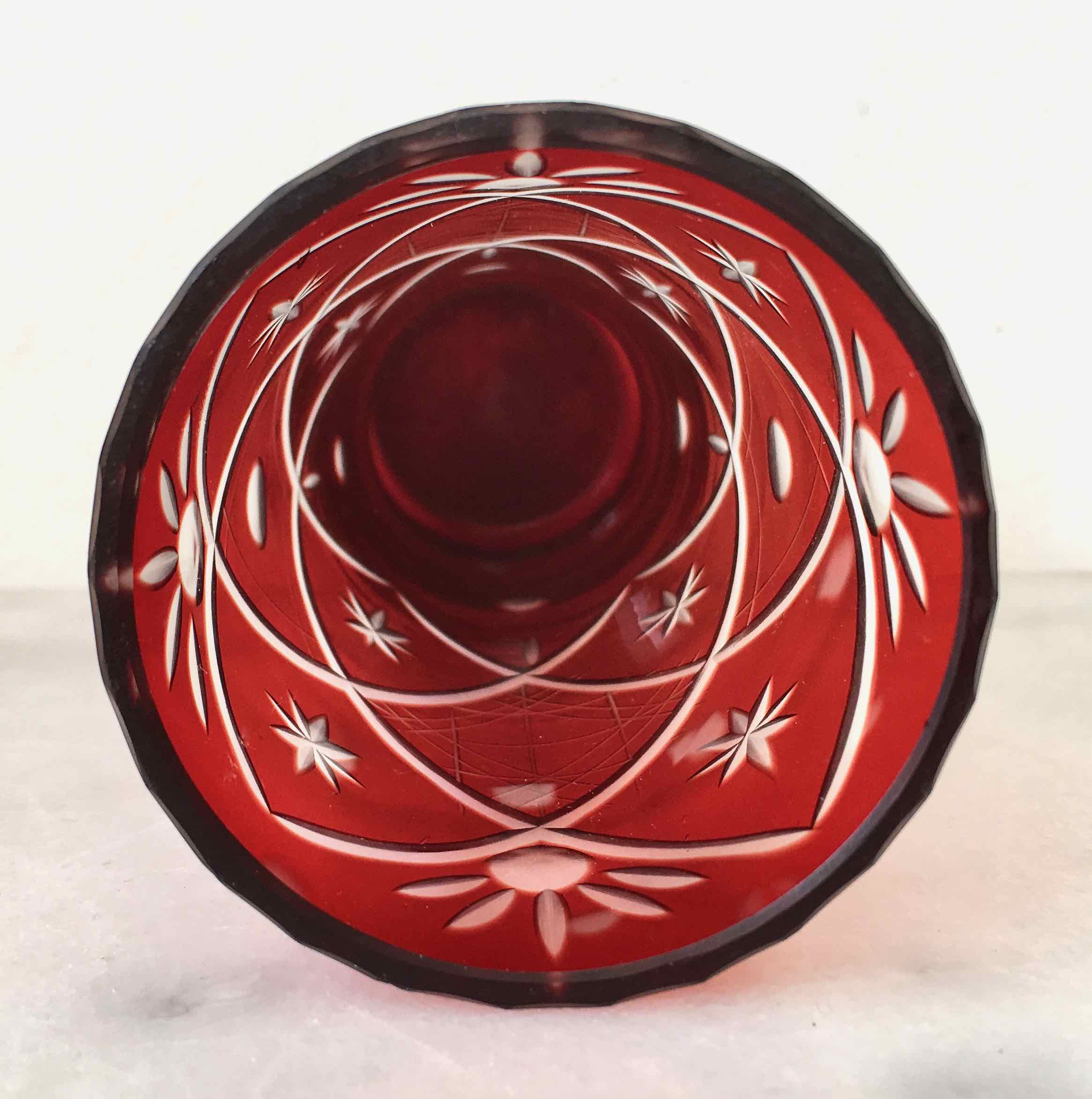 Carved Bohemian crystal vase