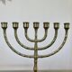 Large candle holder, candlestick, solid bronze, 7 candles, 1970s, Menorah