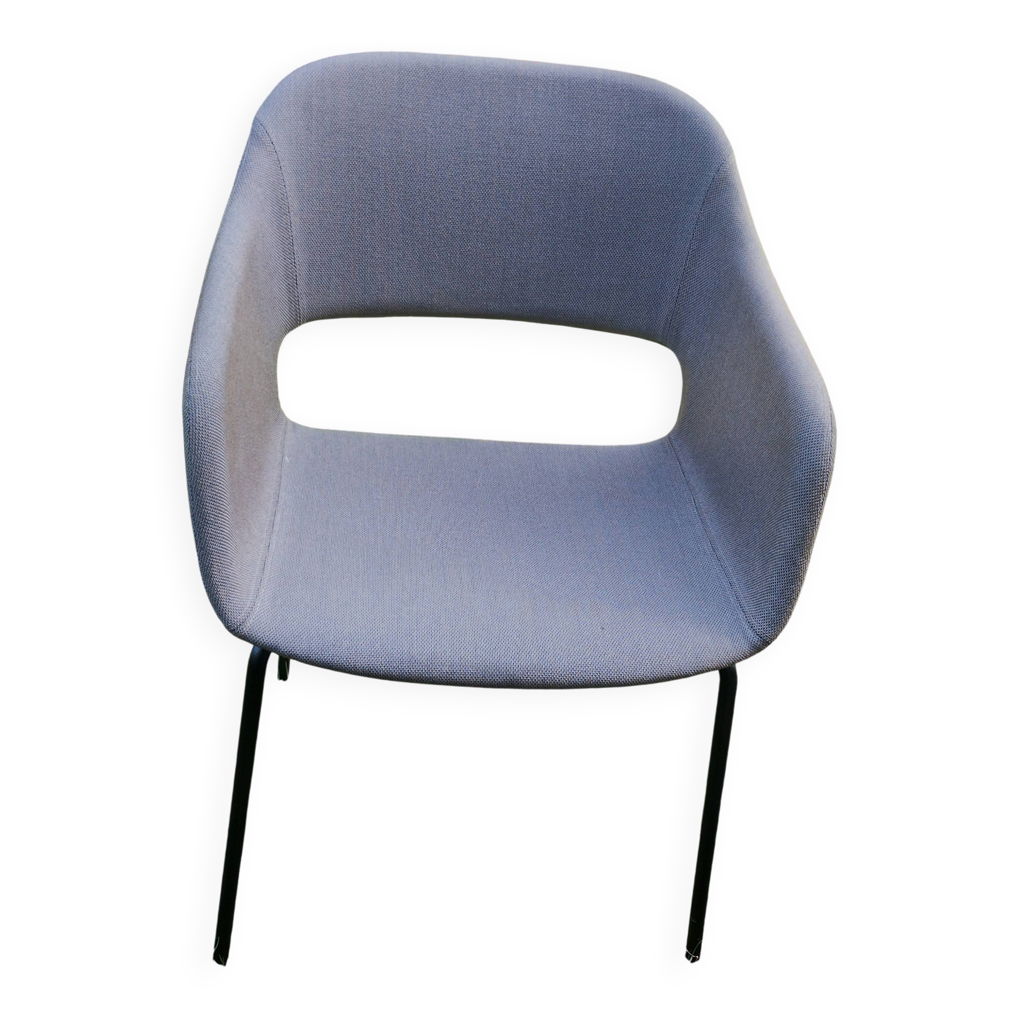 Pedrali Babila fabric armchair with black ash legs.