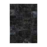 Handmade turkish overdyed 168 cm x 241 cm black patchwork carpet