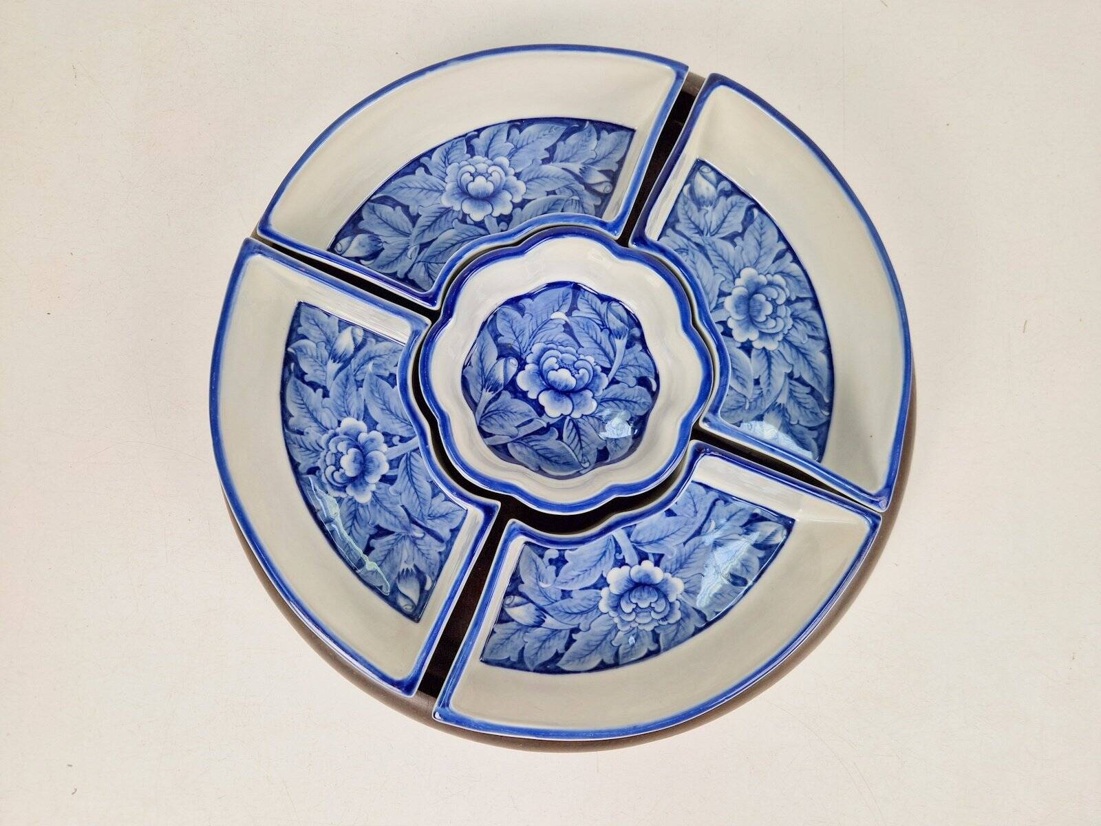 Vintage Chinese Blue Flower Porcelain Snack Bowl with Appetizer Bowls