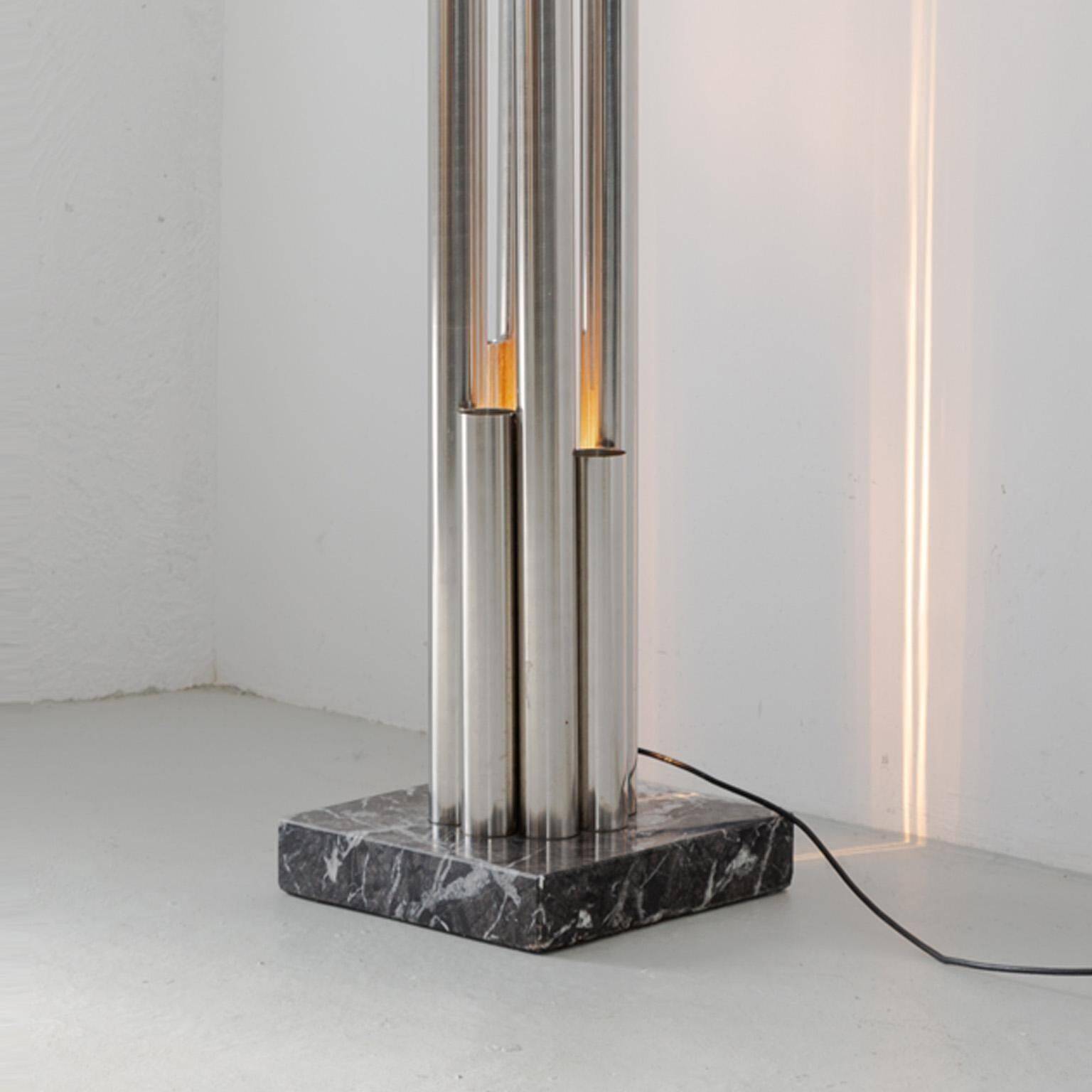 Sculptural lamp - coat rack in steel and marble, Italian, Space Age, Decorative