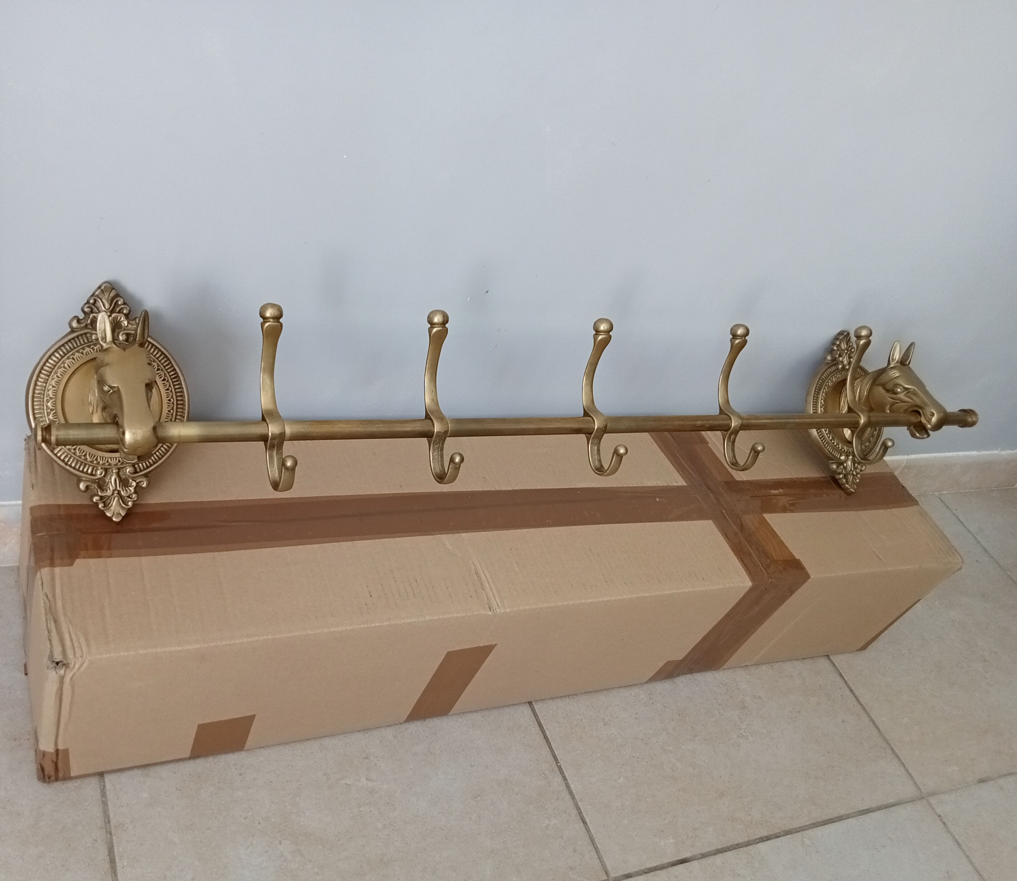 Coat rack in solid brass gilded 50s