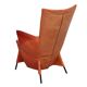 Gerard van der Berg Orange Leather Skirt Arm Chair 1980s