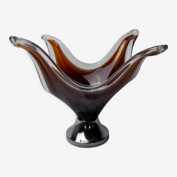 Cendre de table sommerso par seguso en verre de murano marron, italie, 1970